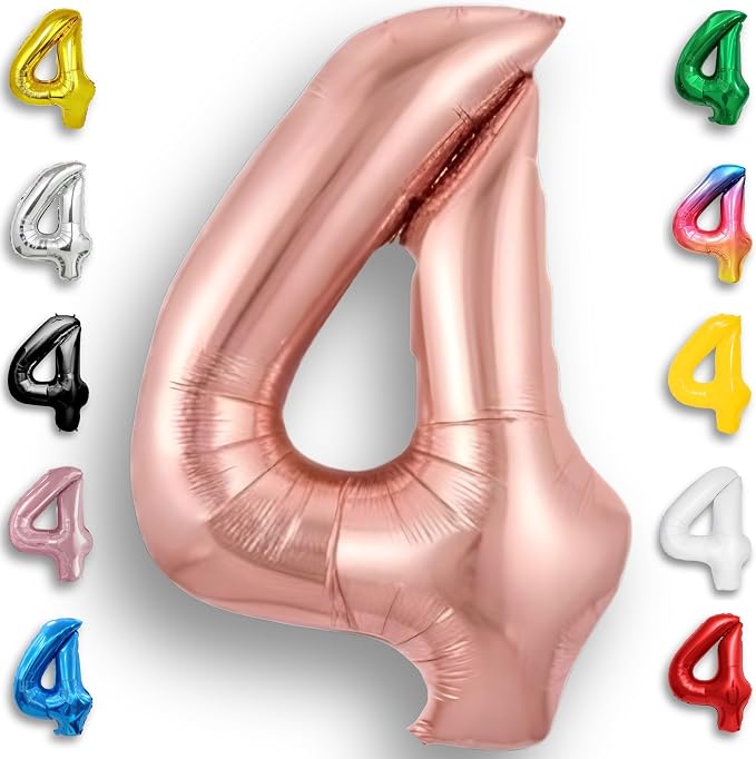 Rose Gold Number Balloon 4 Mylar Foil Balloons 40 inch by Unknown