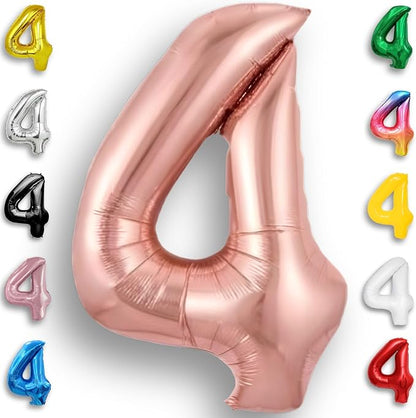 Rose Gold Number Balloon 4 Mylar Foil Balloons 40 inch by Unknown