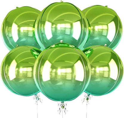 6Pcs Gradient Green Round Foil Balloons, Metallic Green Foil Balloon by vibzox