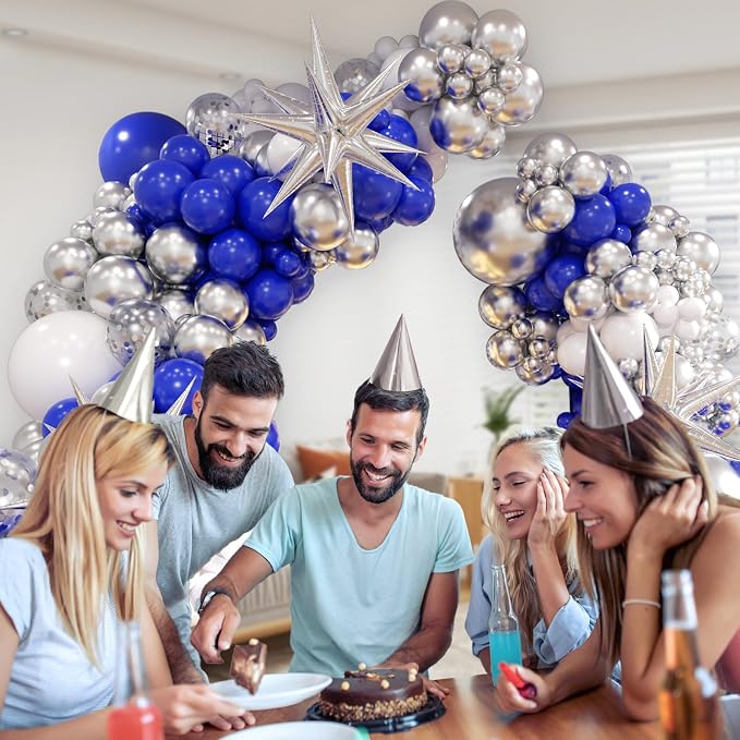 FOTIOMRG 131pcs Royal Blue and Silver Balloon Arch Garland Kit | Royal Blue - Image 4