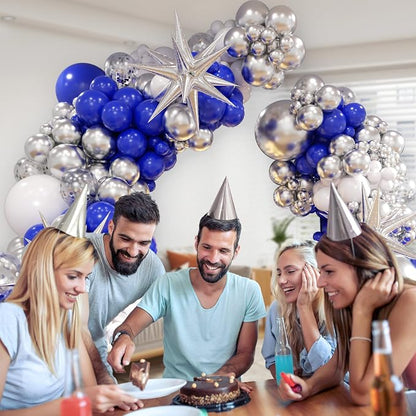 FOTIOMRG 131pcs Royal Blue and Silver Balloon Arch Garland Kit | Royal Blue - Image 4