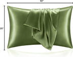 BEDELITE Satin Pillowcase for Hair and Skin, Super Soft and Cooling Similar to Silk Pillow Cases 2 Pack with Envelope Closure, Gift for Women Men(20"x40" King Size, Cedar Green)