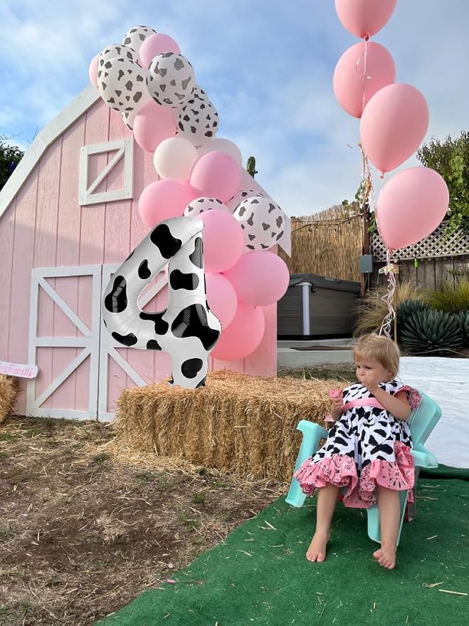 Cow Print Number 4 Balloon 40 inch, Cow Birthday Party Balloons Decorations | - Image 3