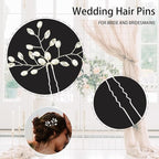 5 Pcs Rhinestone Bridal Hair Pins Sparkly Bride Hair Piece for Women Crystal Pearl Hair Accessories for Bride Bridesmaids Flower Girls(Silver)