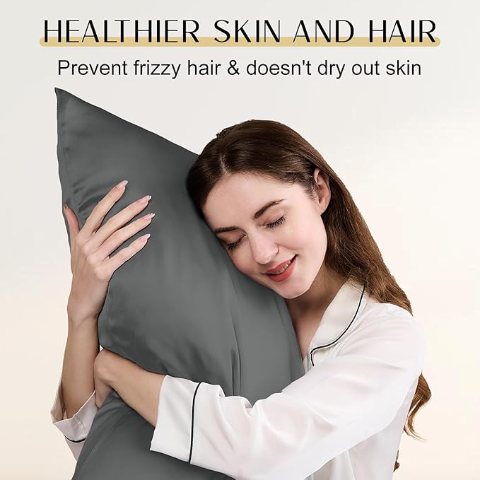ZIMASILK Upgraded 100% 6A Grade Pure Mulberry Silk Pillowcase for Hair and Skin Silk Pillow Cases with Reinforced Hidden Zipper, More Soft & Durable, Gift Box (King 20"x36" Charcoal)