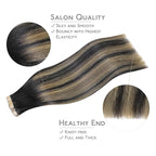 WENNALIFE Tape in Hair Extensions Human Hair, 40pcs 60g 10 inch Balayage Natural Black to Light Blonde Remy Hair Straight Tape in Extensions Invisible Reusable Real Hair Extensiones De Cabello Humano