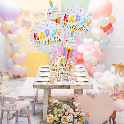 Happy Birthday Cupcake Cute Foil Balloons, Rainbow Sprinkle Happy Birthday - Image 4