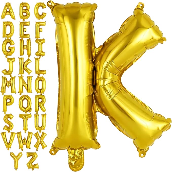 Gold Letter K Balloons, 40 Inch Large Foil Letter Balloons, Custom Phrase by YOTHORN