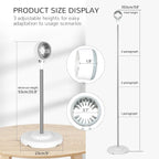 INNOLIFE Hair Dryer Stand, Adjustable Height Handsfree Hair Dryer Holder with Base, 180 Degree Rotating Floor Stand Blow Hairdryer Holder - White