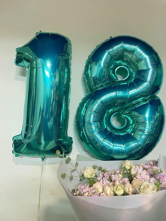 Teal Blue Number 8 Balloon 40 inch, Balloon numbers party supplies, deco photo - Image 6