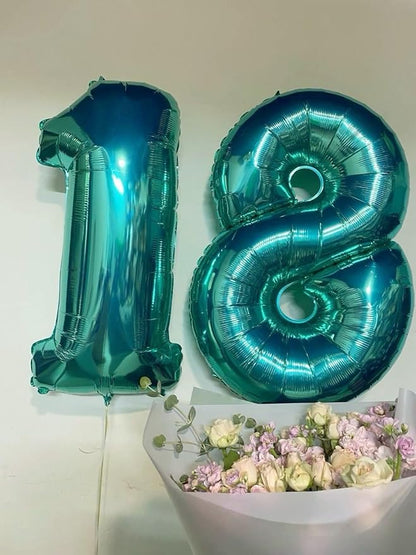Teal Blue Number 8 Balloon 40 inch, Balloon numbers party supplies, deco photo - Image 6