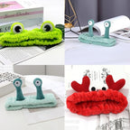 3pcs Spa Headband Cute Hair Band for Washing Face Women Microfiber Makeup Headbands with Snails Frog Crab Designs Coral Fleece Face Wash Facial Head Wraps Hair Lace for Cosmetic Shower