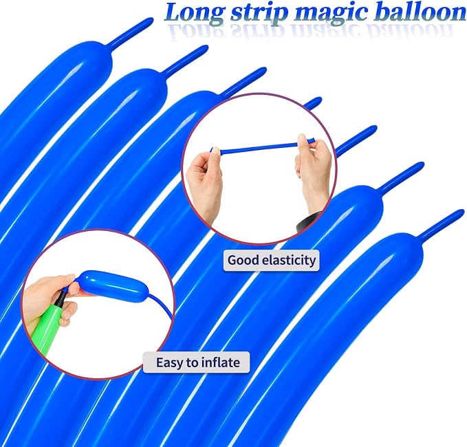 260Q Blue Twisting Balloons 100 Pack, Premium Long Latex Balloons - Image 4
