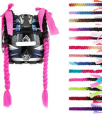 SEGO 1PCS/2PCS Helmet Pigtail Braids with Detachable Suction Cup Bowknot Ponytail Hair Many Colors (Helmet not Included)