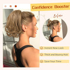 KooKaStyle Ponytail Extension, 10" Short Claw Clip in Pony Tails Hair Extensions Curly Wavy Synthetic Drawstring Hairpieces for Women(Light Blonde Brown)
