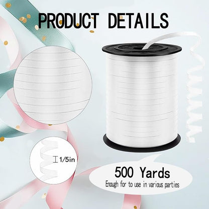White Curling Ribbon, 500 Yards Ribbons - Image 2