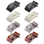 8 Pack French Flat Hair Clips for Women – Large Matte No-Slip Claw Barrettes for Thick & Thin Hair, Strong Hold Styling Accessories (Leopard Black and White)