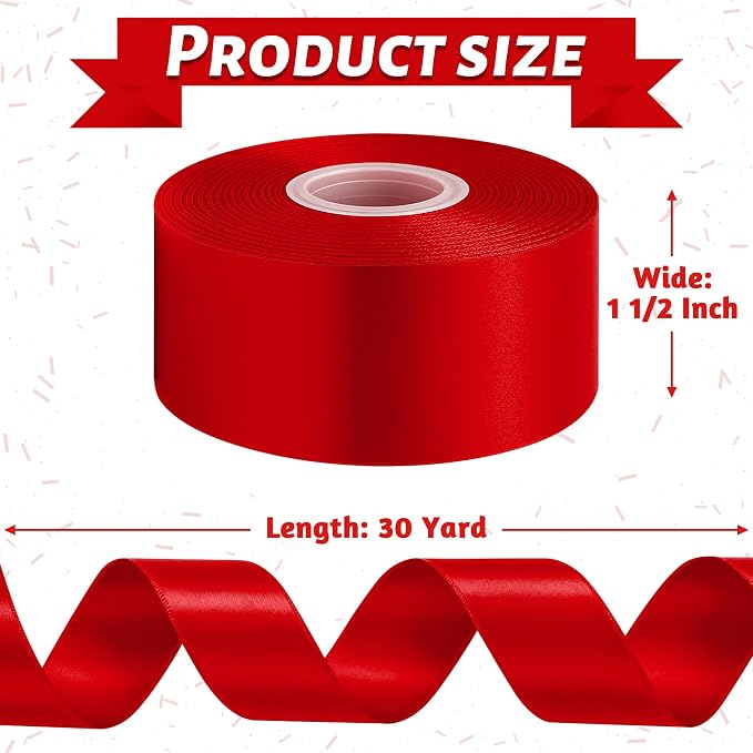 1 1/2In 30Yards Polyester Red Ribbon - Image 2