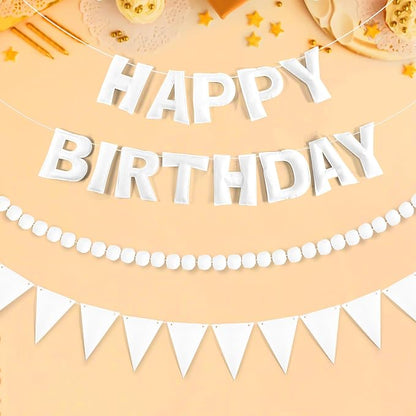 CANREVEL 3 PCS Pre-Strung 3D Happy Birthday Banner Decorations, Happy Birthday by CANREVEL