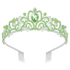 Didder Silver Tiaras and Crowns for Women - Elegant Green Crystal Princess Crowns for Girls - Bridal, Wedding, Prom, Birthday Party