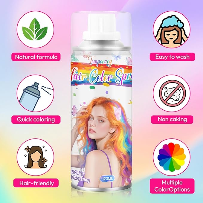 Blue Temporary Hair Color Spray for Kids & Women- Washable Root Touch Up Hair Dye, Non-Sticky Hair Wax for Christmas,Cosplay,Parties (120ML, Blue)