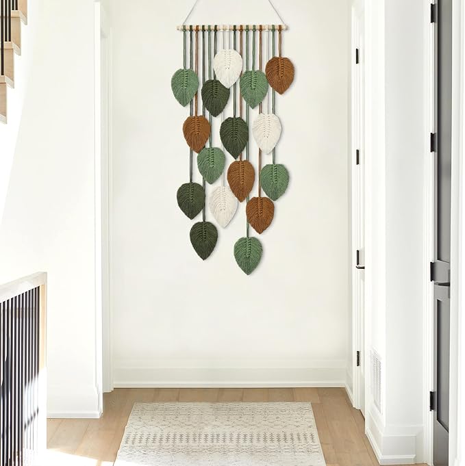 Vertical Macrame Wall Hanging Boho Home Decor Long Narrow Chic Wall Art | - Image 5