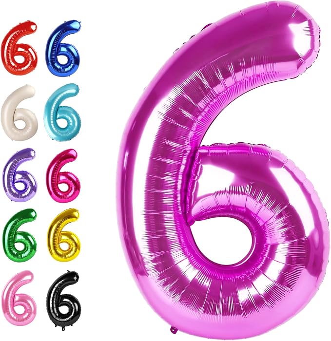 Rosy Purple Number 6 Balloon 40 inch, 6th Birthday Party Balloons Decoration | by Upgesy