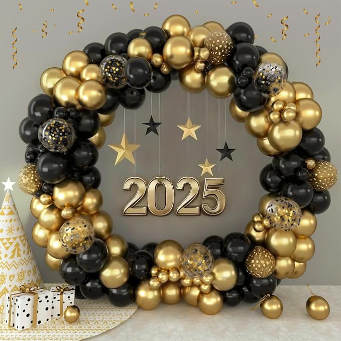 Patimate Black Gold Confetti Balloons Set - Image 9