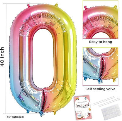 40 Inch Number Balloons 0-9 Rainbow Gradient Large Number 0 Balloons, Digital - Image 3