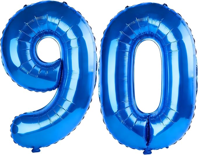40 Inch Number 90 Balloons for 90th Birthday Party Decorations, 0-100 Dark Blue by FOBELEC