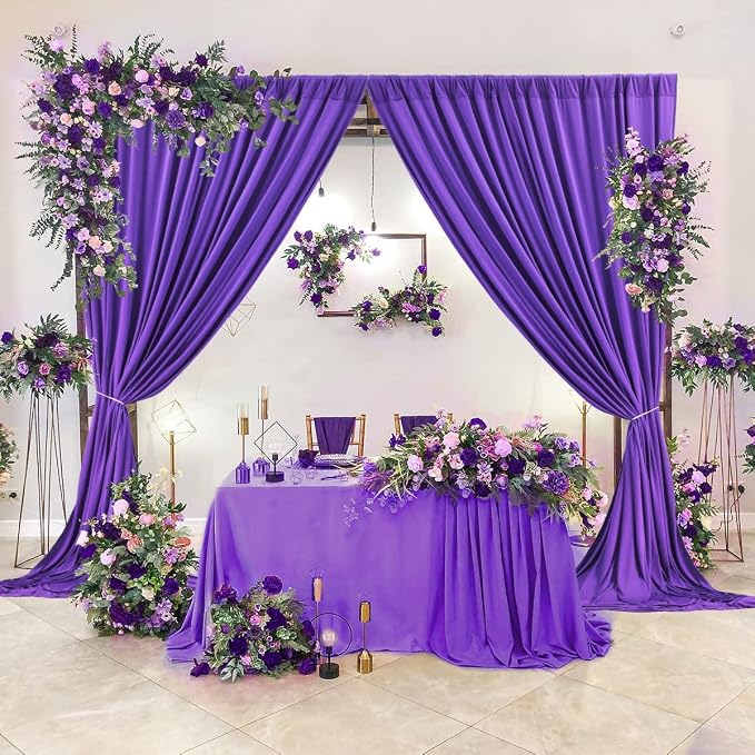 AK TRADING CO. 10 feet x 10 feet Purple Polyester Backdrop Drapes Curtains - Image 3