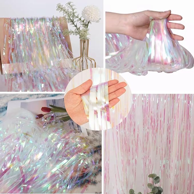 BRAVESHINE Iridescent Fringe Backdrop | Holographic Party Streamers Curtain | 2 - Image 7