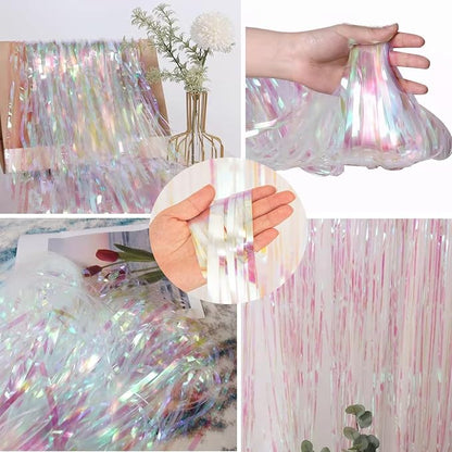 BRAVESHINE Iridescent Fringe Backdrop | Holographic Party Streamers Curtain | 2 - Image 7