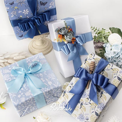 Ribbli Dusty Blue Satin Ribbon 1-1/2 Inch x 4 Rolls Total 40 Yards- Light - Image 2