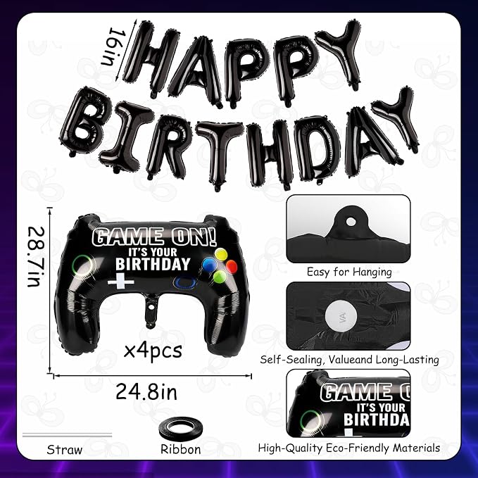 Black Happy Birthday Balloons - Image 6