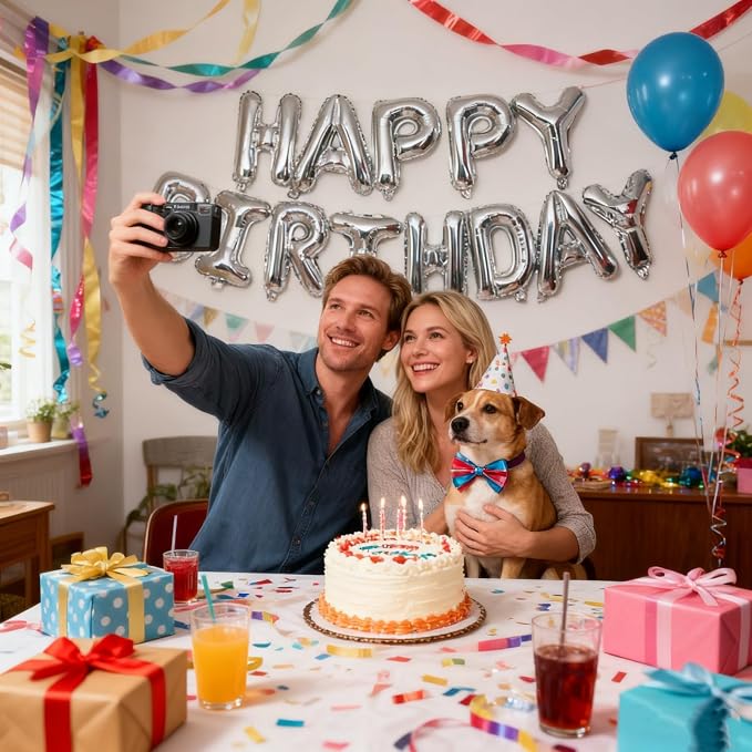 16" Happy Birthday Foil Letter Balloons Banner Set | Alphabet Balloons - Image 6
