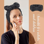 Hicarer 3 Pieces Towel Headbands for Women Makeup Spa Headband for Washing Face Shower (Black)