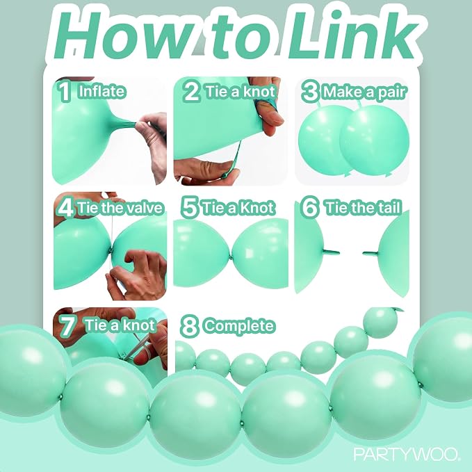 PartyWoo Mint Latex Balloons, for Birthday, Anniversary, Valentine's Day - Image 5