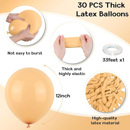 Jobkoo Nude Balloons, 12 Inch 30 Pcs Beige Balloon Retro Apricot Neutral Latex - Image 2