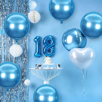 6Pcs Blue Round Foil Balloons, Giant 4D Round Ball Balloons, 22 Inch Metallic - Image 5