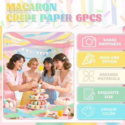 AOBKIAT Crepe Paper Streamers Party Decorations, 6 Rolls Pastel Streamers | - Image 8