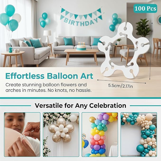 XMHBG 100 Pcs Balloon Rings, Balloon Arch Clips & Connectors – Reusable - Image 4