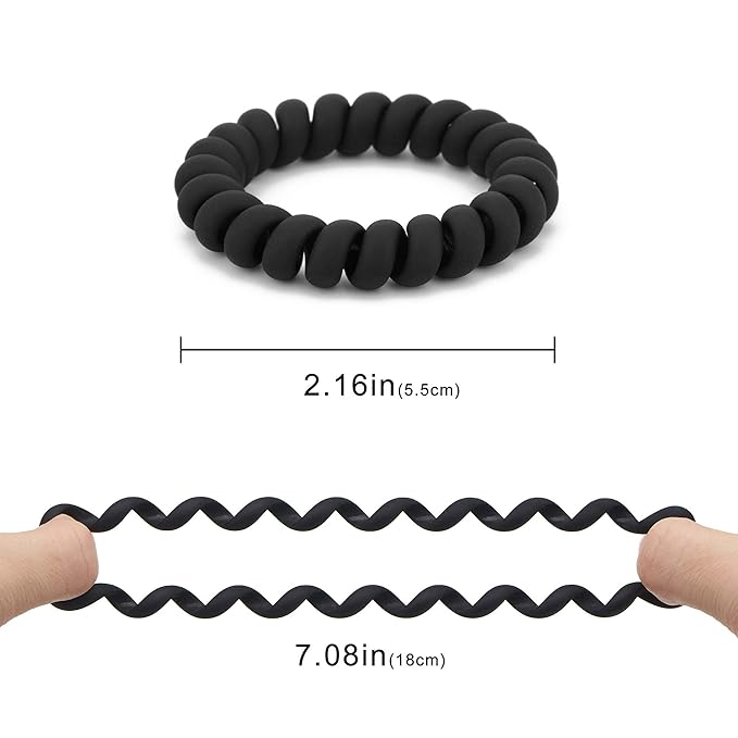Spiral Coil Hair Ties for Women (Matte Black, 12 Pcs) - No Crease Ponytail Holders for Thick and All Hair Types, Plastic Spiral Ties