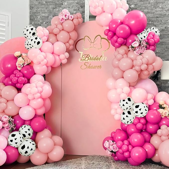 Pink Cow Print Ballon Garland Arch Kit - Image 7