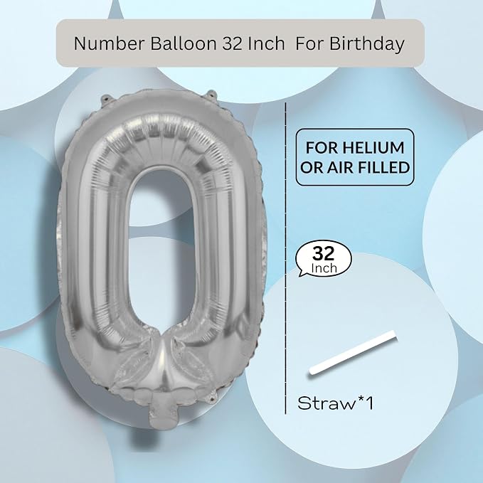 Candy Blue Number Balloon 0 Mylar Foil Balloons 32 inch - Image 8