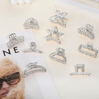 CWJCYTNSN Small Silver Hair Clips, 10Pcs Metal Butterfly Starfish Hair Claw Clips for Women Thick Thin Hair, Non-Slip Hair Clips for Women and Girls, Strong Hold Hair Accessories