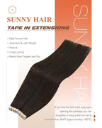 Sunny Hair Tape in Hair Extensions,Dark Brown Tape in Hair Extensions Human Hair Invisible Remy Human Hair Tape in Extensions 28 inch 20Pcs