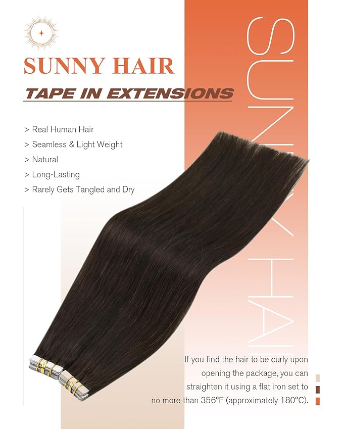 Sunny Hair Brown Tape in Hair Extensions Human Hair 24 inch Remy Hair Extensions Tape in Thick End Tape ins Human Hair Extensions 40Pcs 100g