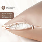 Silk Pillow Cases - 6A Luxury 100% Mulberry Silk Pillowcase for Hair and Skin - Anti-Wrinkle, Cooling & Smooth, Hidden Zipper - Pillowcases for Sleeping Women (Beige, Standard)