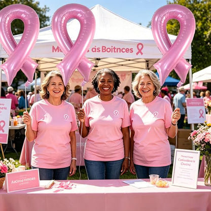 Breast Cancer Awareness Jumbo Foil Balloons Pink Ribbon Foil Balloons | 42" - Image 6